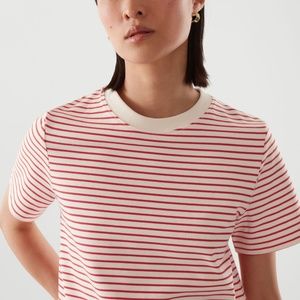 COS Regular-Fit Heavyweight T-Shirt in red stripe, size S